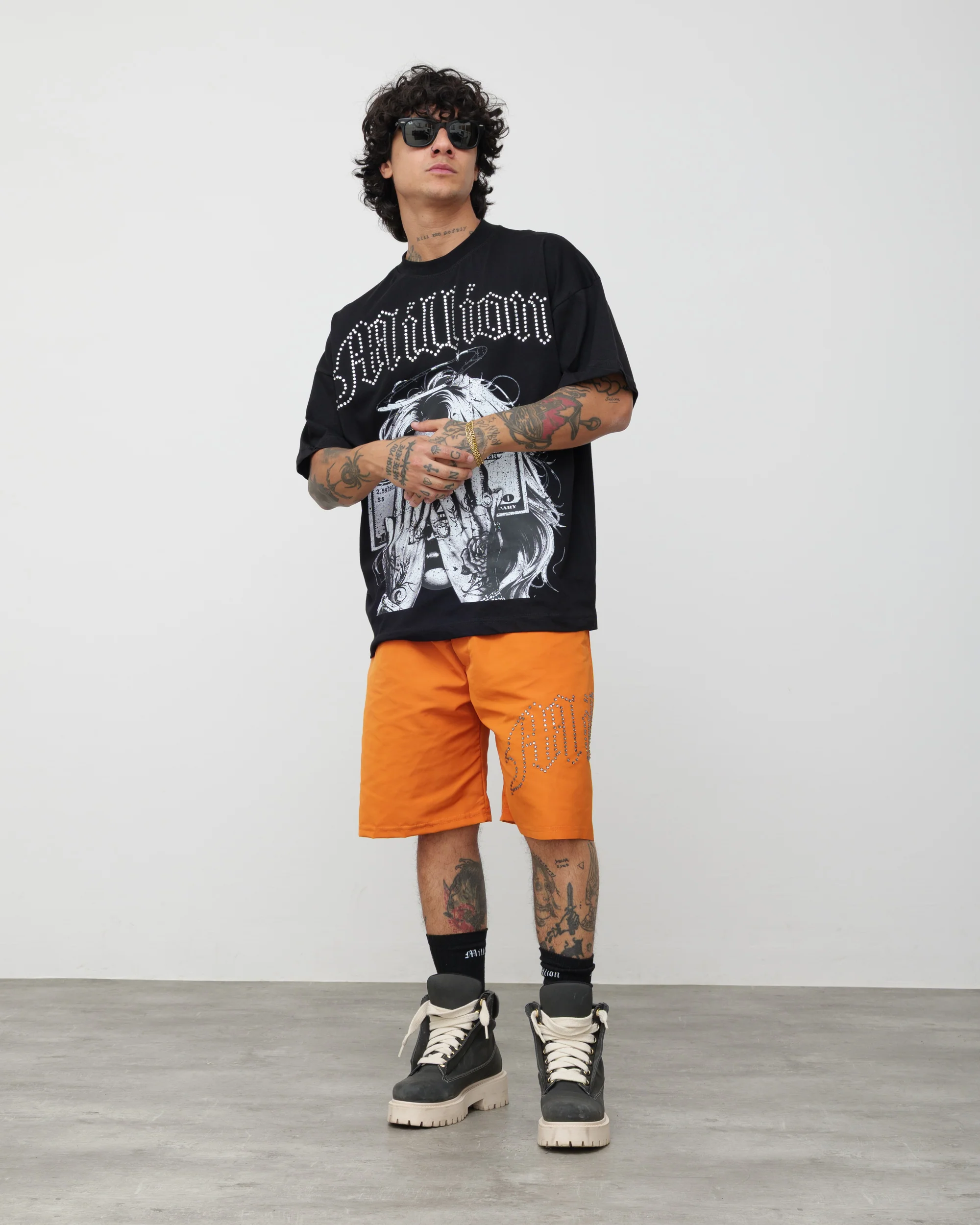 Shorts Tech Arancio - Diamond Nero - Image 2