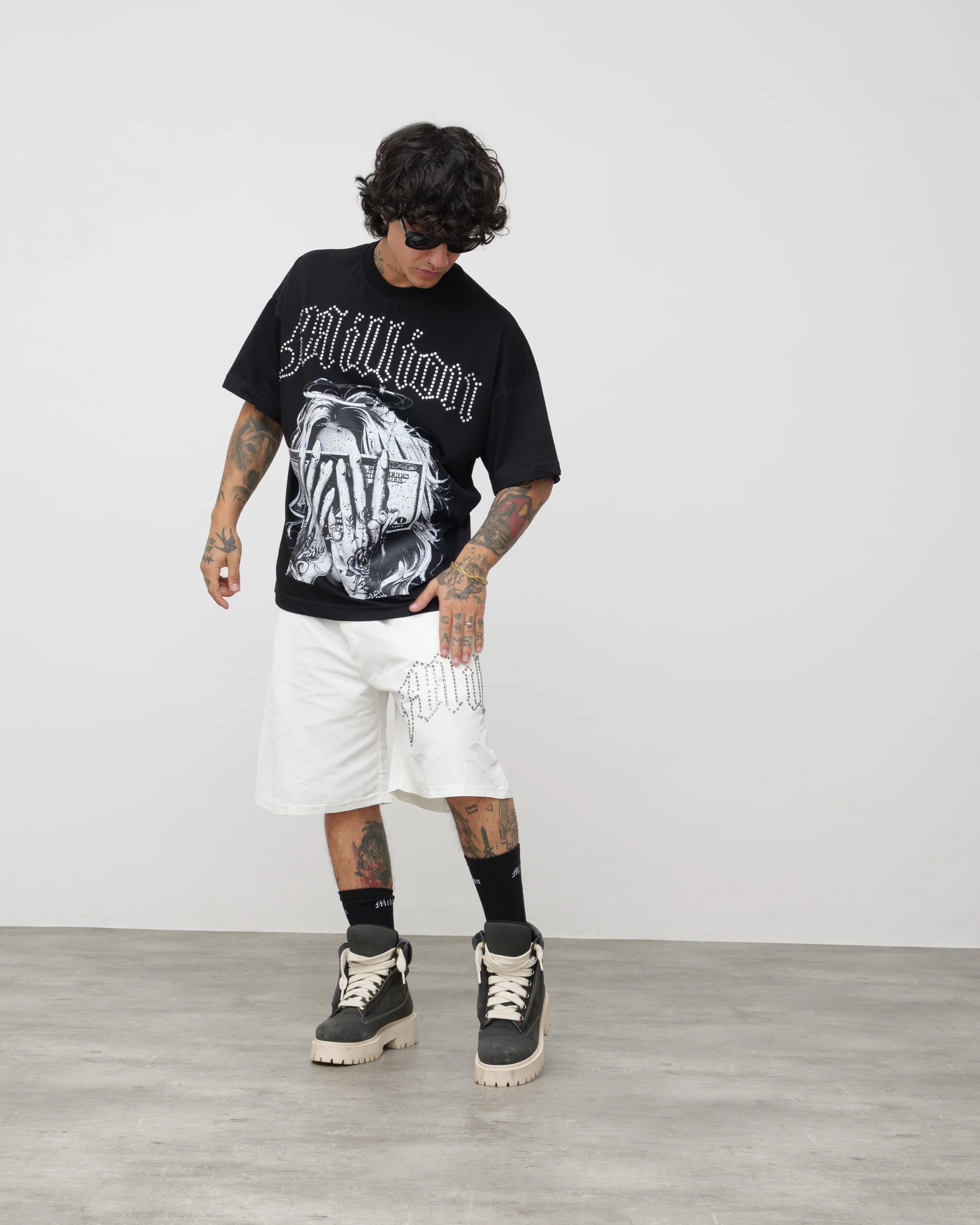 Shorts Tech Bianco - Diamond Nero - Image 2