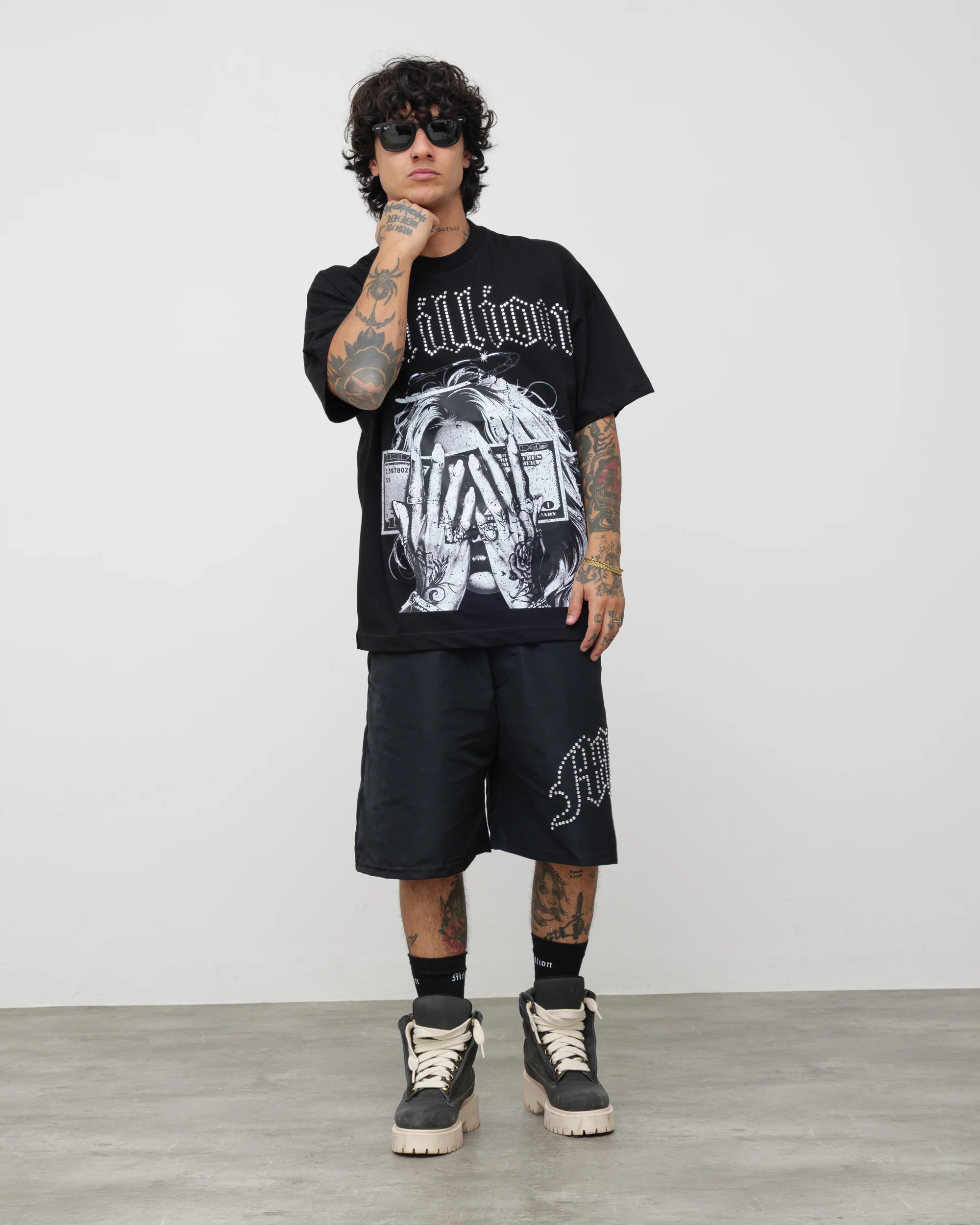 Shorts Tech Nero - Diamond Bianco - Image 2