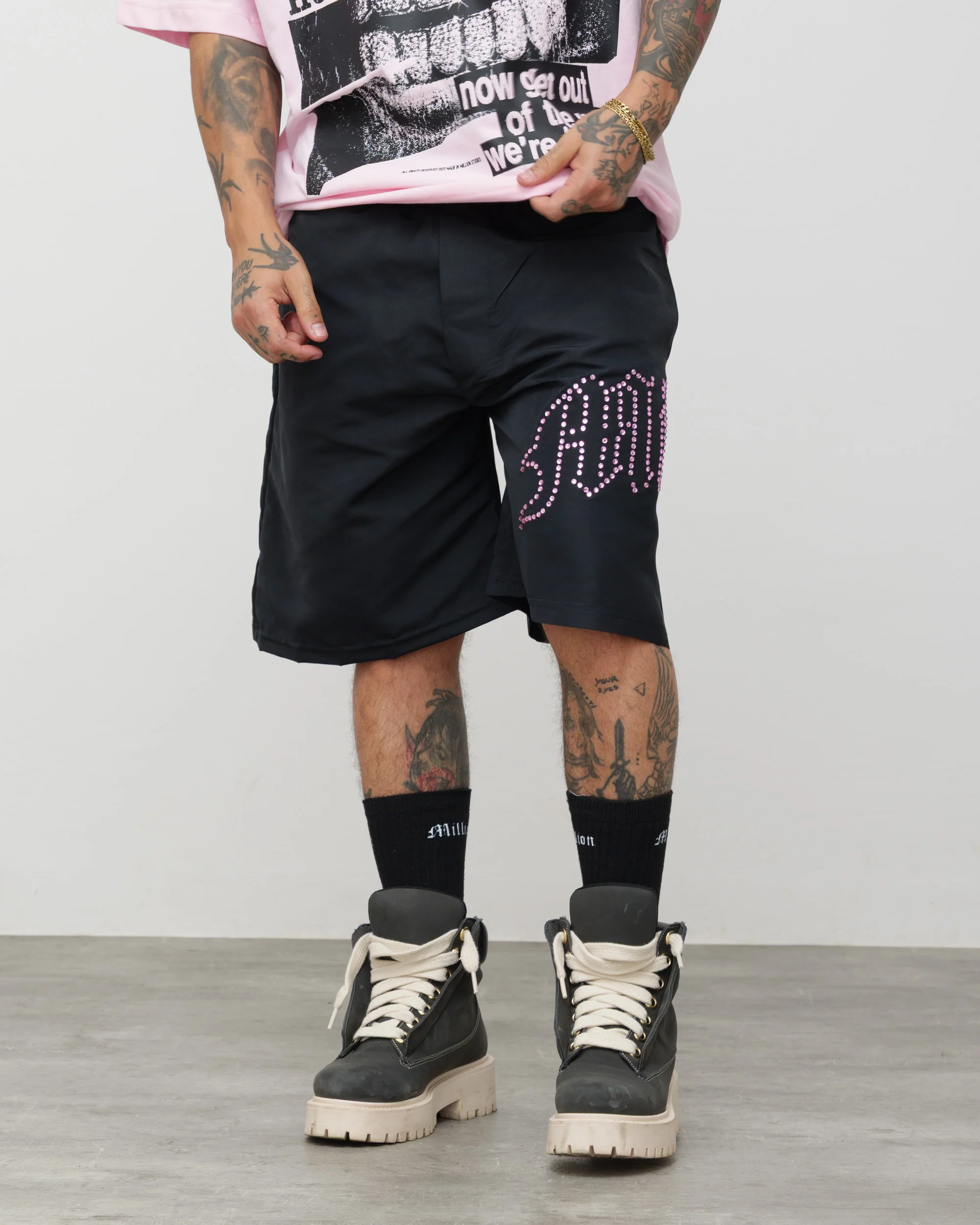 Shorts Tech Nero - Diamond Rosa - Image 3