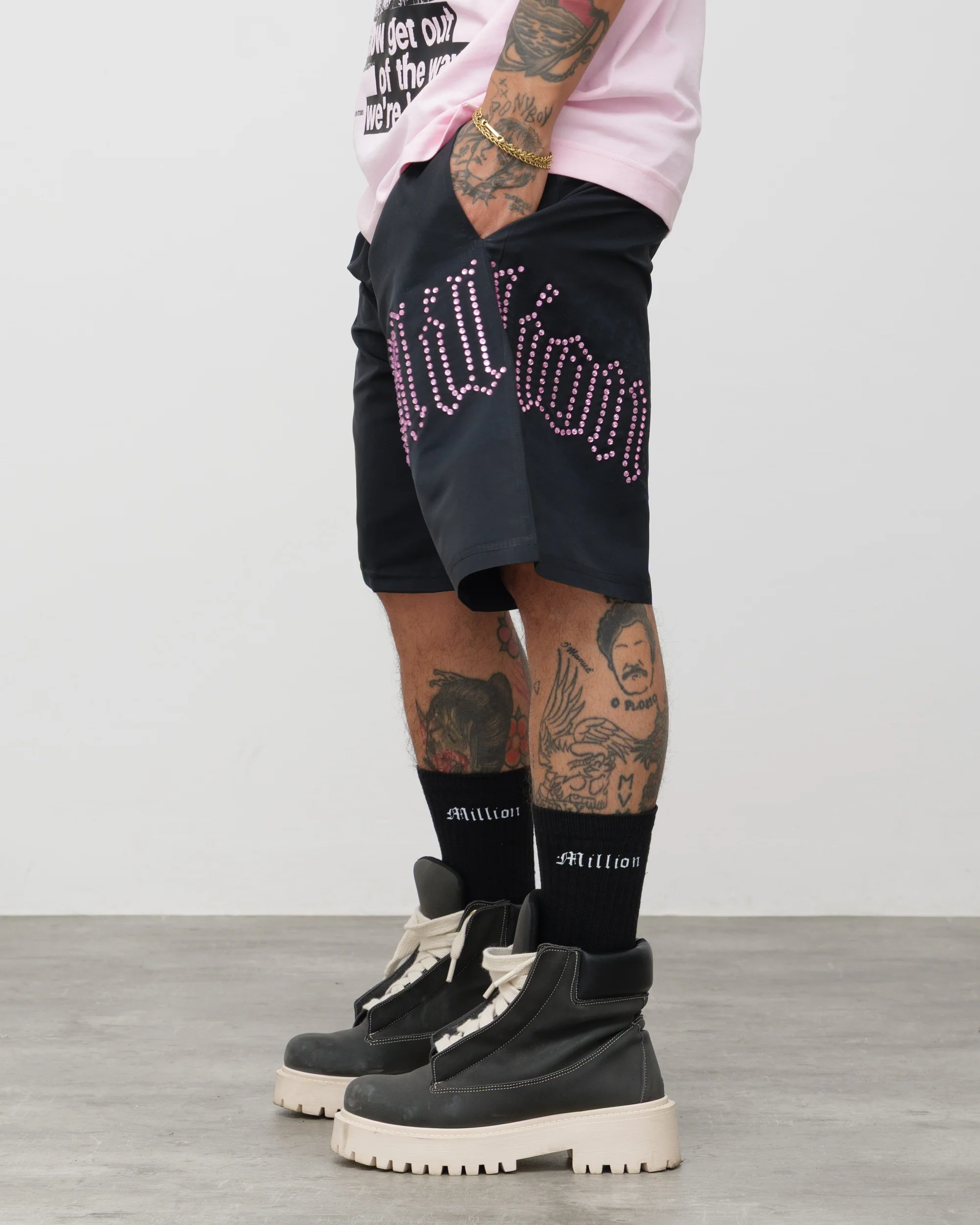 Shorts Tech Nero - Diamond Rosa - Image 4
