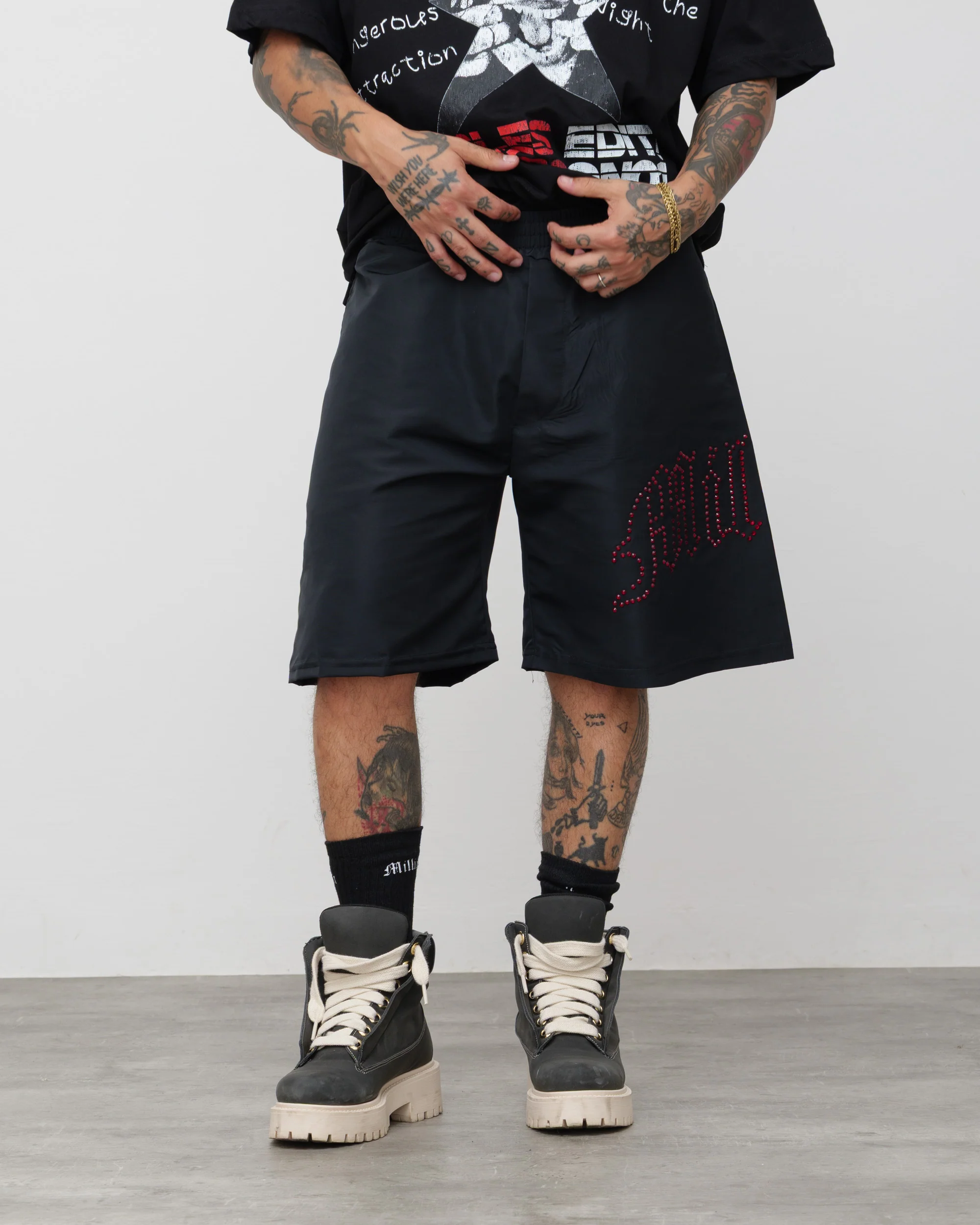 Shorts Tech Nero - Diamond Rosso - Image 2