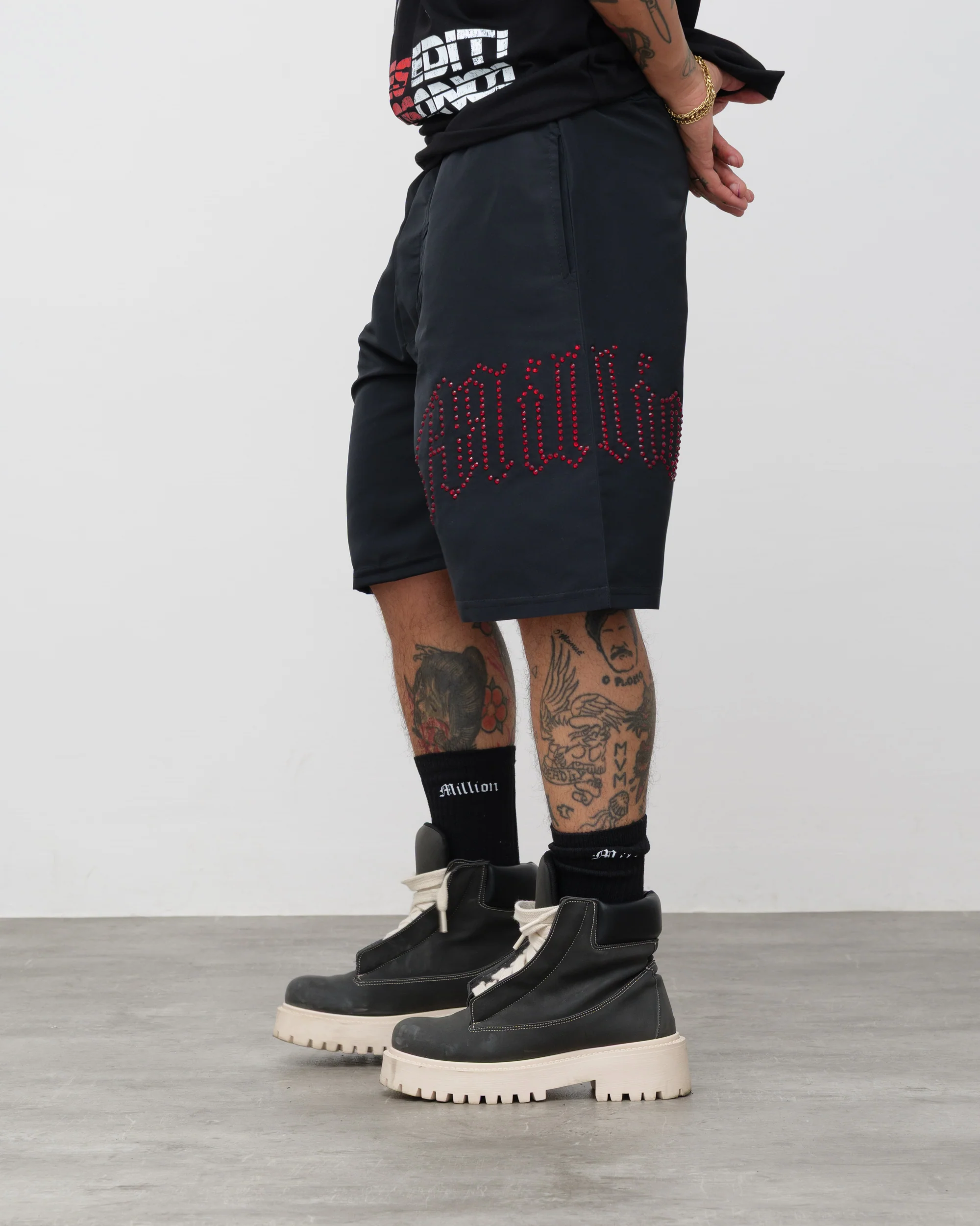 Shorts Tech Nero - Diamond Rosso - Image 3
