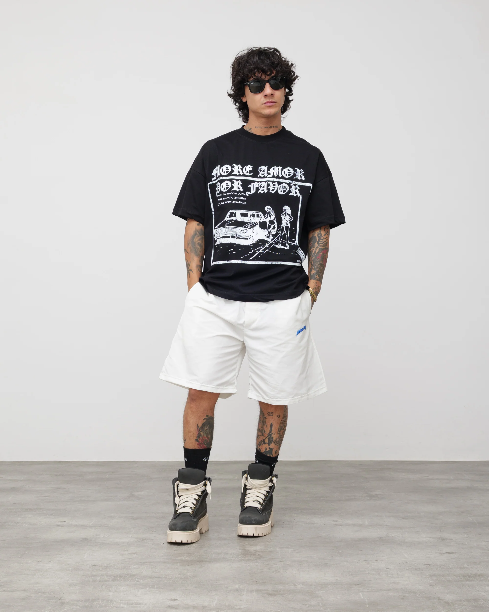 Shorts Tech Nero - Logo Blu - Image 2